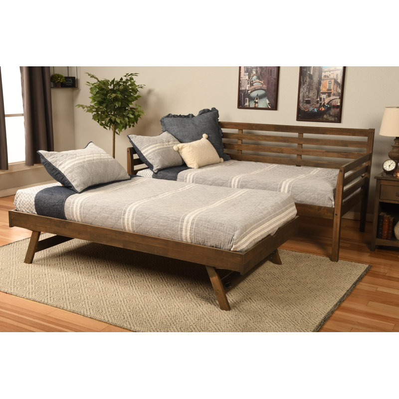 Alexz Wood Daybed with Pop Up Trundle Bed Mattresses Not Included Lark Manor Color Barbados